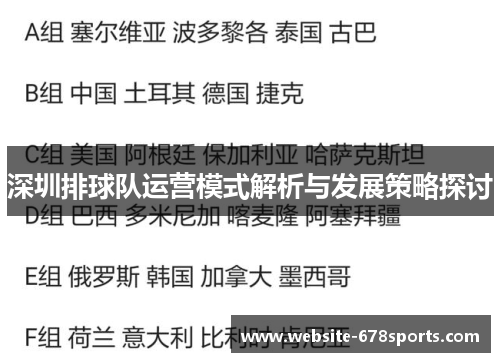 深圳排球队运营模式解析与发展策略探讨